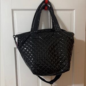 MZ Wallace Quilted Patent Tote in Black